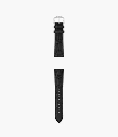 22mm Black Leather Watch Strap
