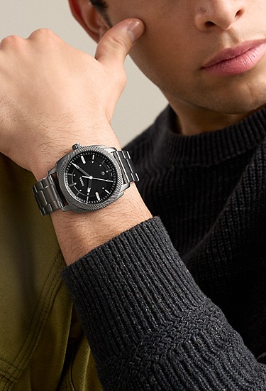 Machine 41mm Three-Hand Date Smoke Stainless Steel Watch - Image 2