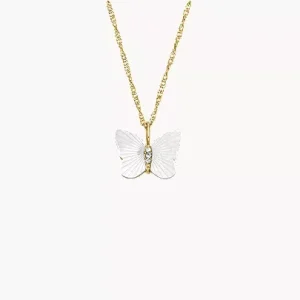 Sutton Radiant Wings White Mother-of-Pearl Butterfly Chain Necklace