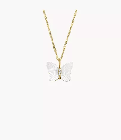 Sutton Radiant Wings White Mother-of-Pearl Butterfly Chain Necklace