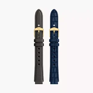 14mm Black and Blue Leather Raquel Strap Set