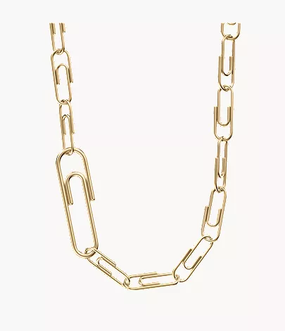 Paperclip Collection Gold-Tone Stainless Steel Chain Necklace - Image 4