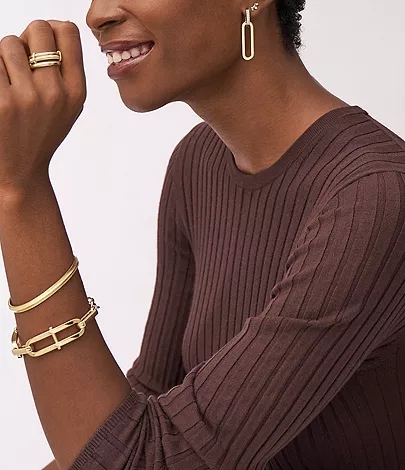 Harlow Linear Texture Gold-Tone Stainless Steel Bangle Bracelet - Image 2