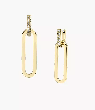 Heritage D-Link Glitz Gold-Tone Stainless Steel Drop Earrings - Image 2