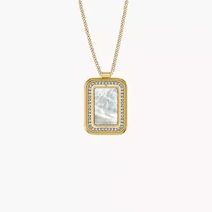 Raquel Glitz White Mother-of-Pearl Spinning Pendant Necklace