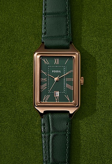 Raquel 23mm Three-Hand Date Green Croco LiteHide? Leather Watch - Image 5