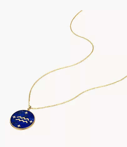 Aquarius Sutton Zodiac Gold-Tone Stainless Steel Blue Lapis Pendant Necklace - Image 3