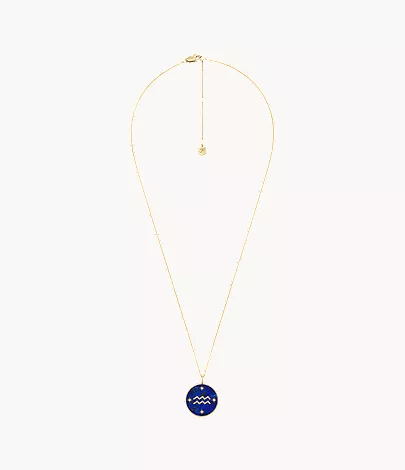 Aquarius Sutton Zodiac Gold-Tone Stainless Steel Blue Lapis Pendant Necklace - Image 4