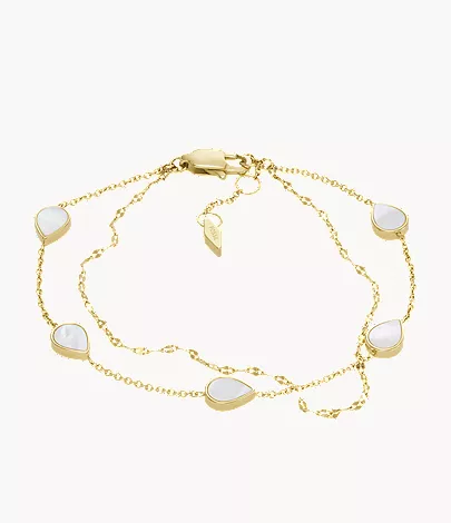 Merrit Teardrop White Mother-of-Pearl Chain Bracelet