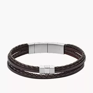 Brown Multi-Strand Braided Leather Bracelet