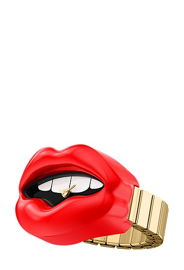 Lips Watch Ring 18mm Two-Hand Gold-Tone Stainless Steel