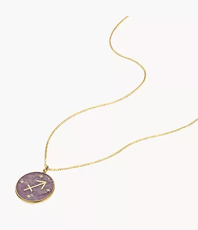 Sagittarius Sutton Zodiac Gold-Tone Stainless Steel Purple Amethyst Pendant Necklace - Image 3