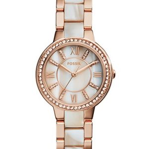 Virginia 30mm Three-Hand Rose Gold-Tone and Horn Acetate Stainless Steel Watch
