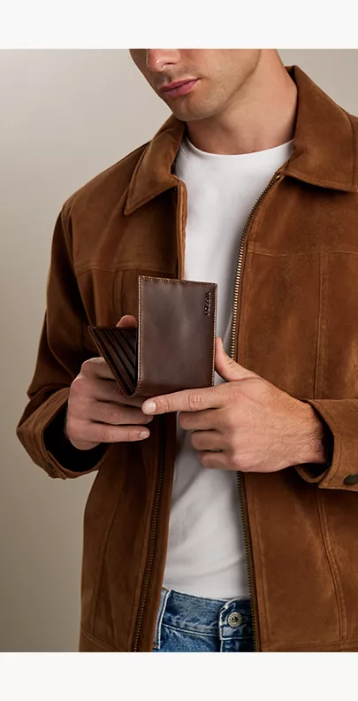 Derrick Leather RFID Bifold with Flip ID Wallet - Image 6