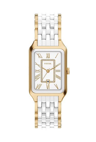 Raquel 26mm Three-Hand Date Gold-Tone Stainless Steel & White Ceramic Watch