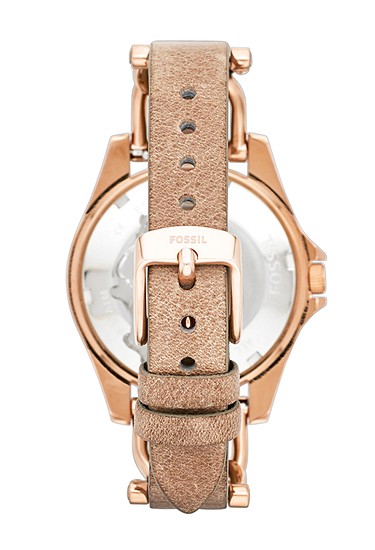Riley 38mm Multifunction Rose Gold-Tone and Sand Leather Watch - Image 2