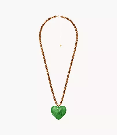 Resin Collection Green Resin Heart Pendant Necklace