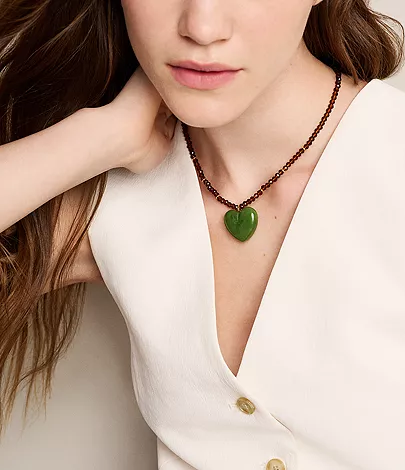 Resin Collection Green Resin Heart Pendant Necklace - Image 2