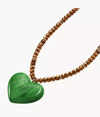 Resin Collection Green Resin Heart Pendant Necklace - Image 3