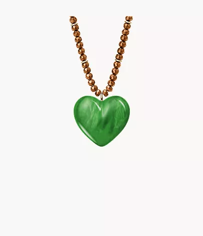 Resin Collection Green Resin Heart Pendant Necklace - Image 4