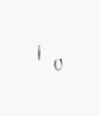 Harlow Linear Texture Stainless Steel Hoop Earrings - Image 3