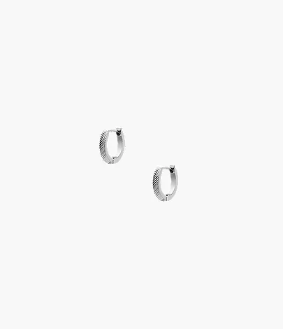 Harlow Linear Texture Stainless Steel Hoop Earrings - Image 4