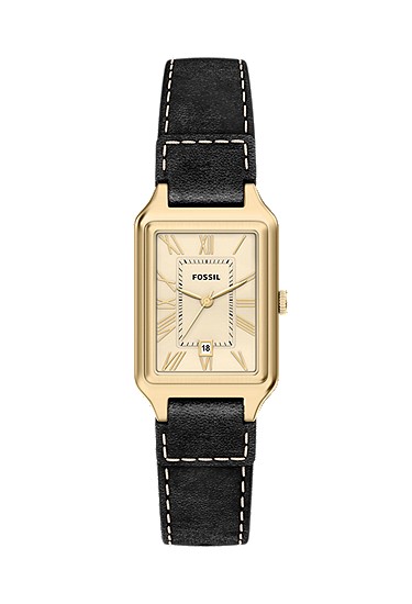 Raquel 23mm Three-Hand Date Black Leather Watch
