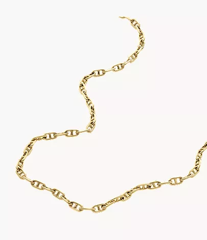 Heritage D-Link Gold-Tone Brass Anchor Chain Necklace - Image 2