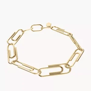 Paperclip Collection Gold-Tone Stainless Steel Chain Bracelet