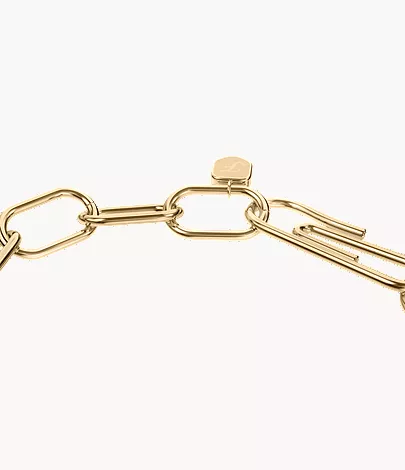Paperclip Collection Gold-Tone Stainless Steel Chain Bracelet - Image 4