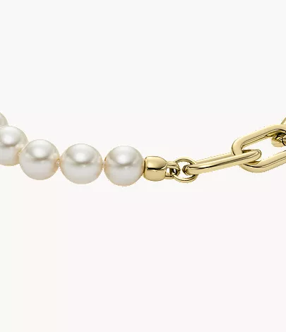 Heritage Pearl D-Link Gold-Tone Stainless Steel Chain Bracelet - Image 2