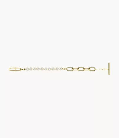 Heritage Pearl D-Link Gold-Tone Stainless Steel Chain Bracelet - Image 4