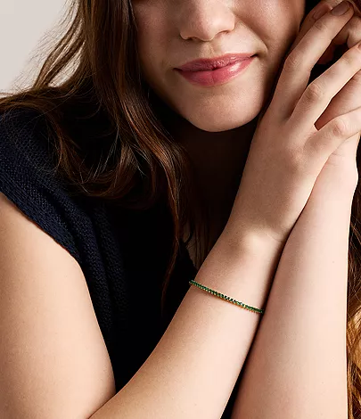 Ellis Pav?? Glitz Gold-Tone Brass Tennis Chain Bracelet - Image 2