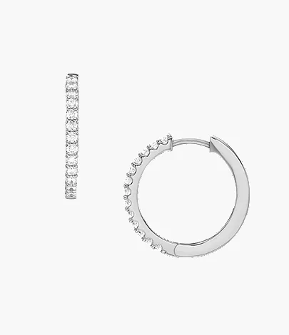 Ellis Pav?? Glitz Silver-Tone Brass Hoop Earrings