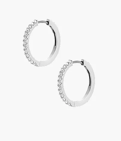 Ellis Pav?? Glitz Silver-Tone Brass Hoop Earrings - Image 3