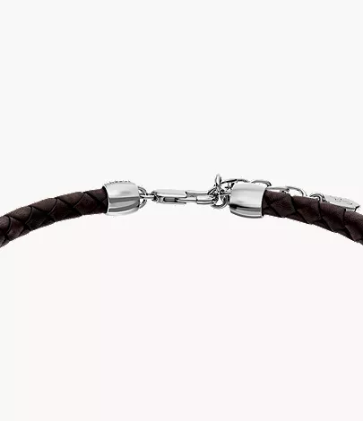 Everett Enamel Brown Leather Station Bracelet - Image 4