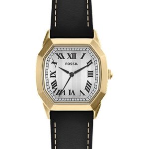 Harlow 33mm Three-Hand Black Leather Watch