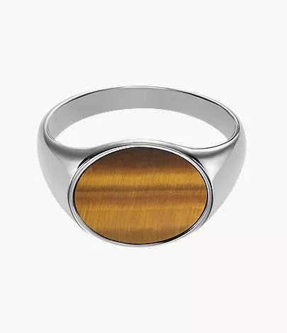 Ellis Signet Collection Brown Tiger's Eye Signet Ring - Image 3
