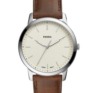 Minimalist 44mm Three-Hand Brown Leather Watch