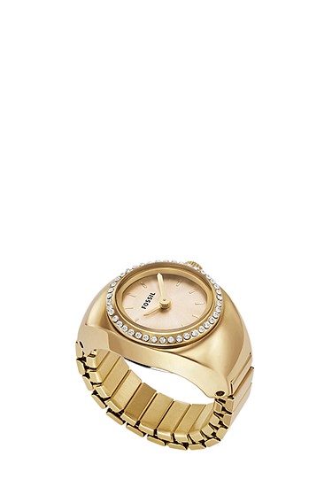 Watch Ring 15mm Two-Hand Gold-Tone Stainless Steel