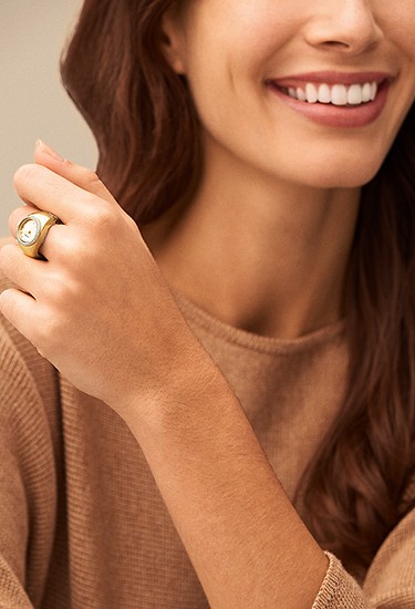 Watch Ring 15mm Two-Hand Gold-Tone Stainless Steel - Image 2
