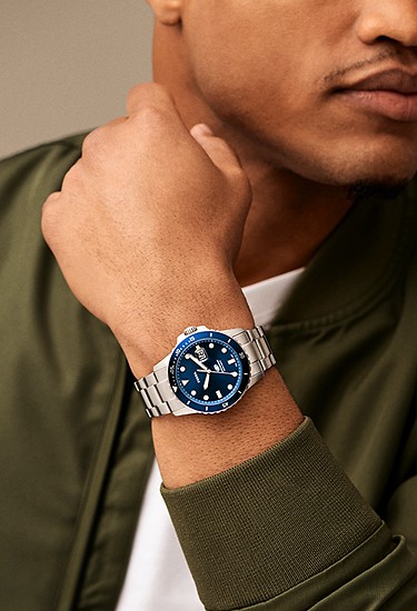 Fossil Blue Dive 42mm Three-Hand Date Stainless Steel Watch - Image 2