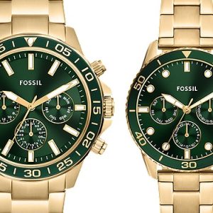 His and Hers Multifunction Gold-Tone Stainless Steel Watch Set