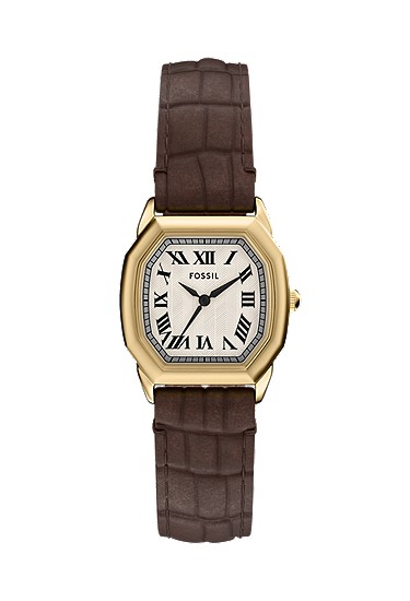 Harlow 27mm Three-Hand Brown Croco Leather Watch