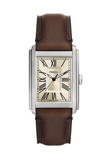 Carraway 30mm Three-Hand Brown Leather Watch
