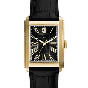 Carraway 30mm Three-Hand Black Croco Leather Watch