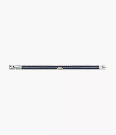 Machine Knurled Texture Navy Leather Multi-Strand Bracelet - Image 4
