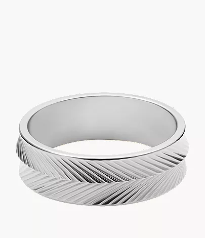 Harlow Linear Texture Stainless Steel Band Ring - Image 2