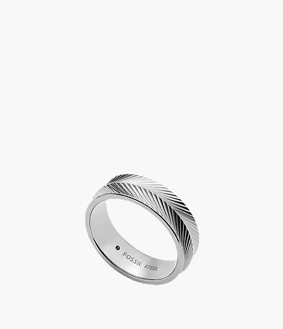 Harlow Linear Texture Stainless Steel Band Ring - Image 3