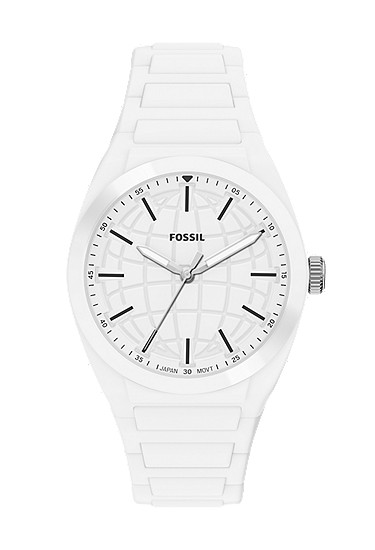 Everett 42mm Three-Hand White Silicone Watch